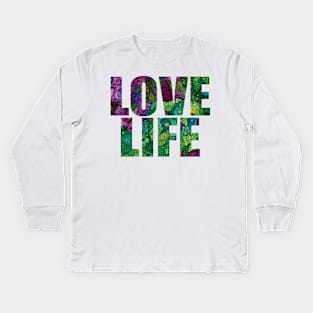 Word Art LOVE LIFE from original alcohol ink painting Kids Long Sleeve T-Shirt